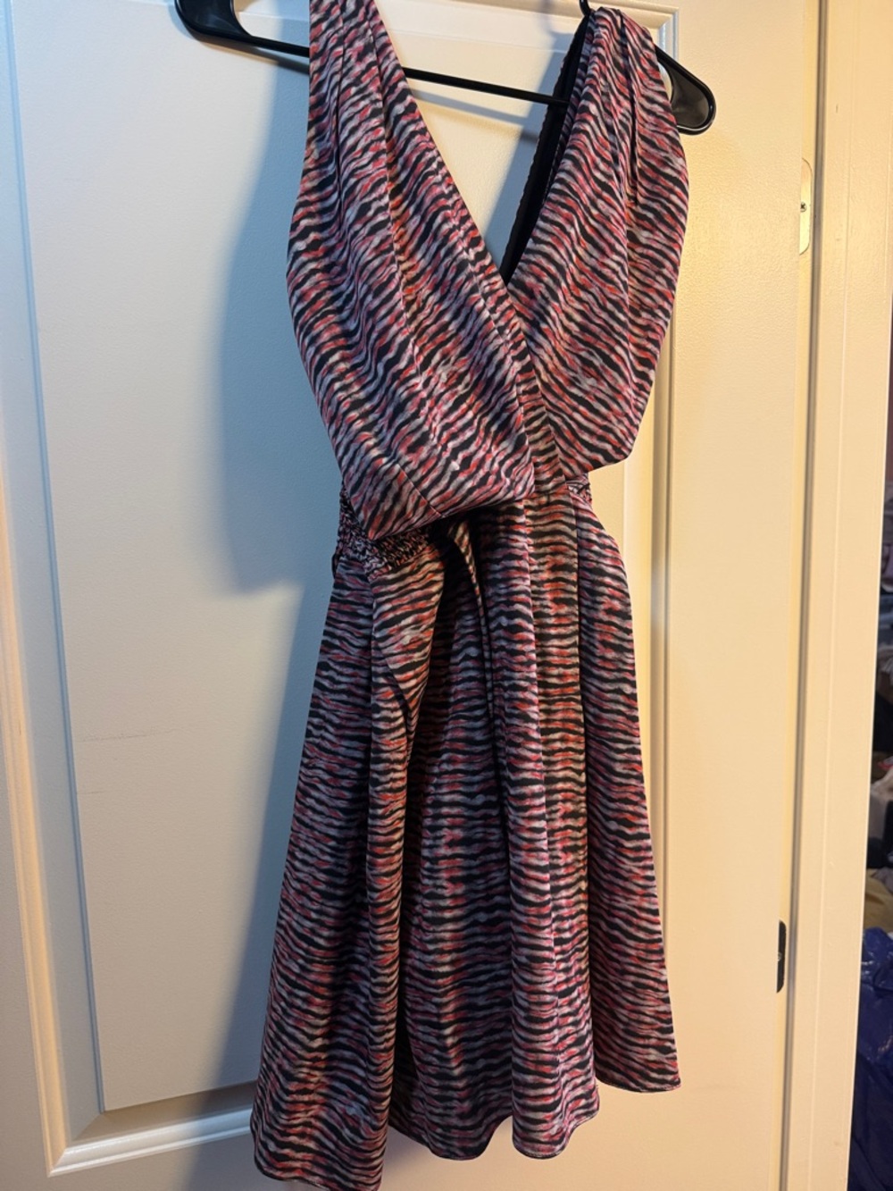 Proenza Schouler Pink, Red and Black Pattern Silk Dress
